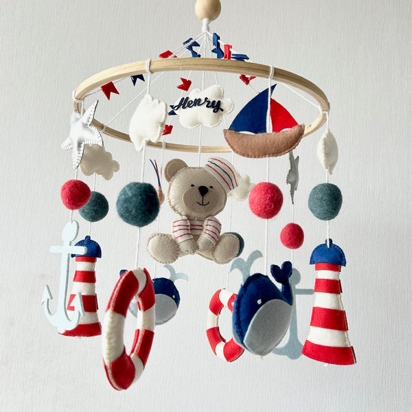  Cot Mobile - Nautical Captain Teddy