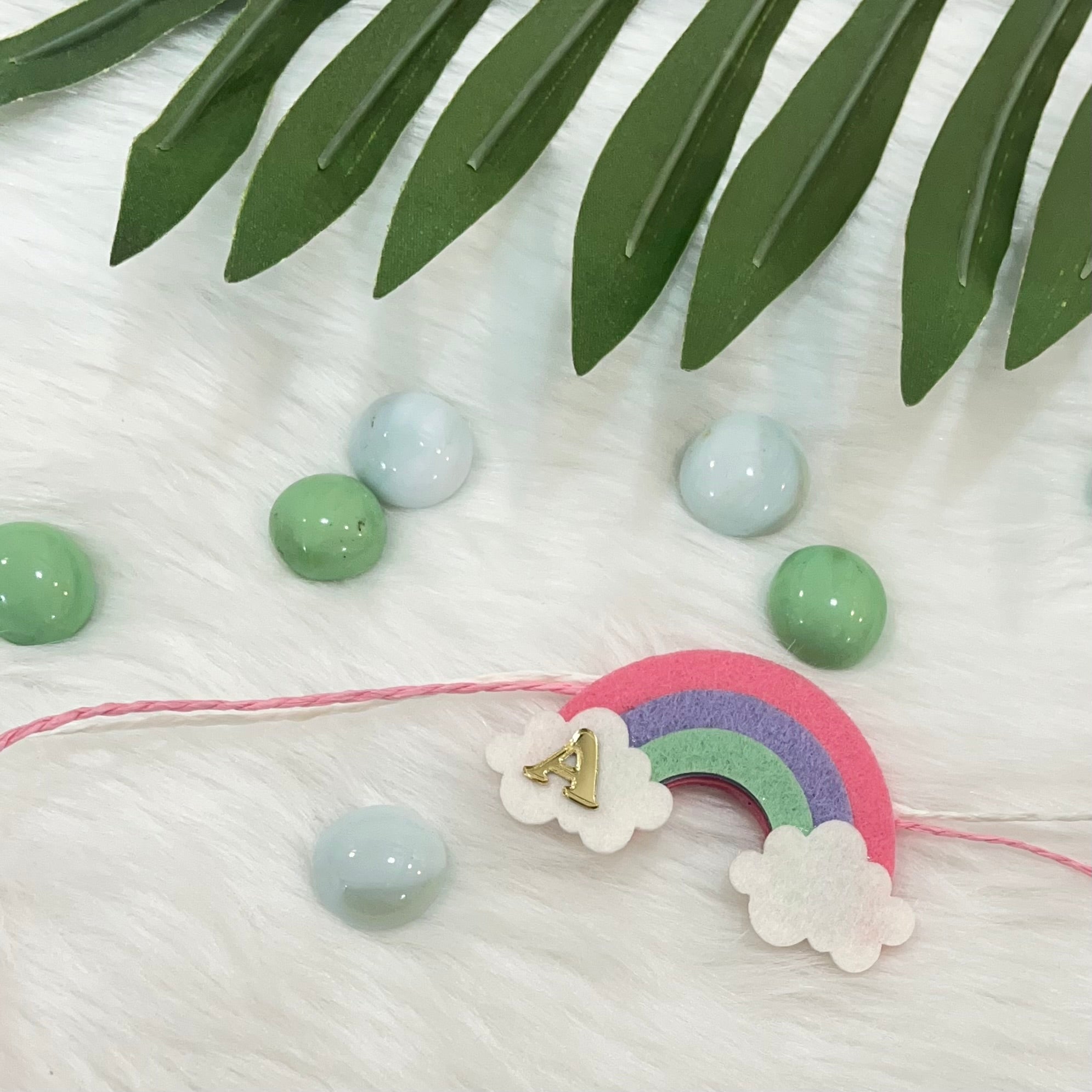 Handmade Felt Rakhi With Initials - Magic Rainbow