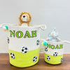 Jute Cotton Storage Basket - Football Frenzy