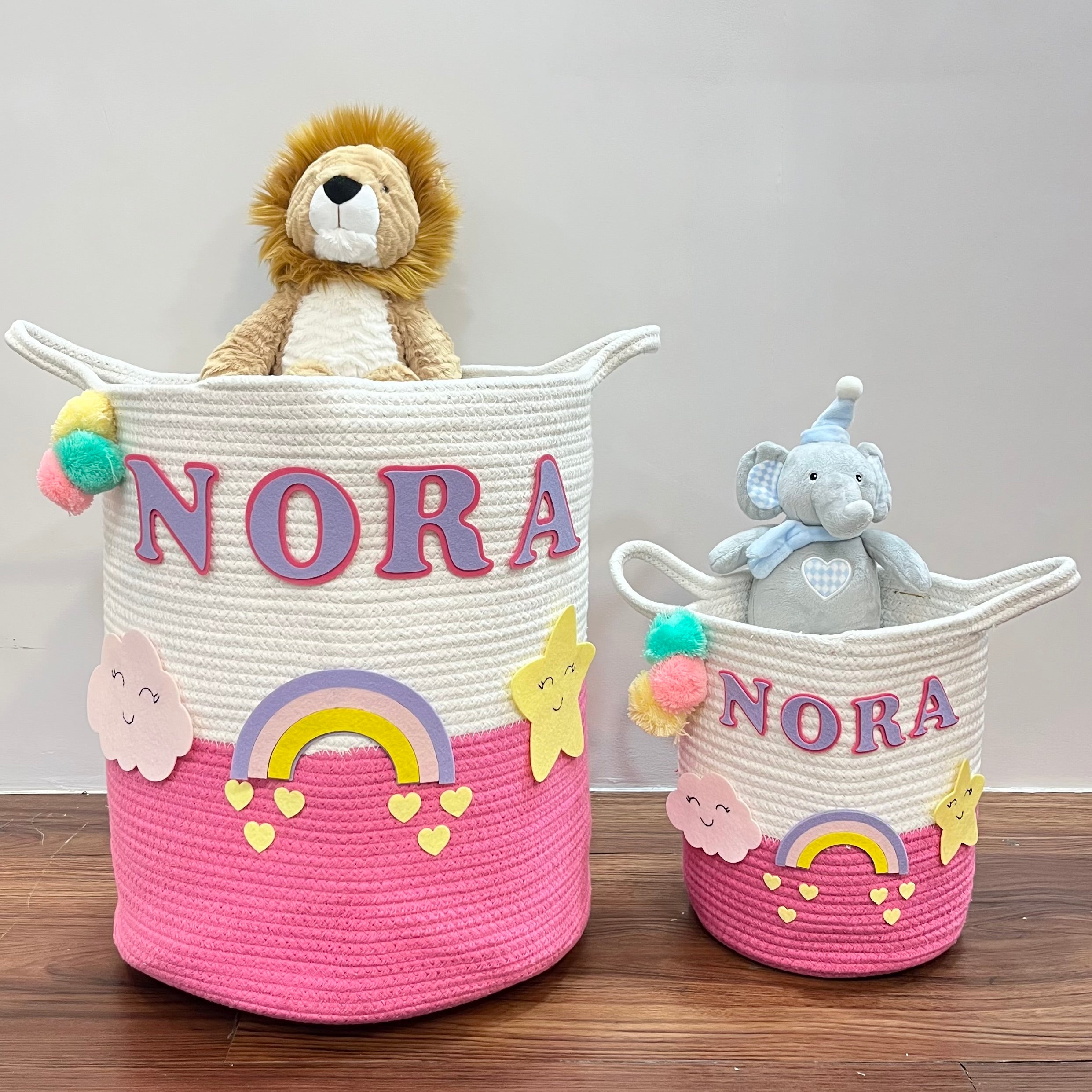 Jute Cotton Storage Basket - Rainbow Radiance