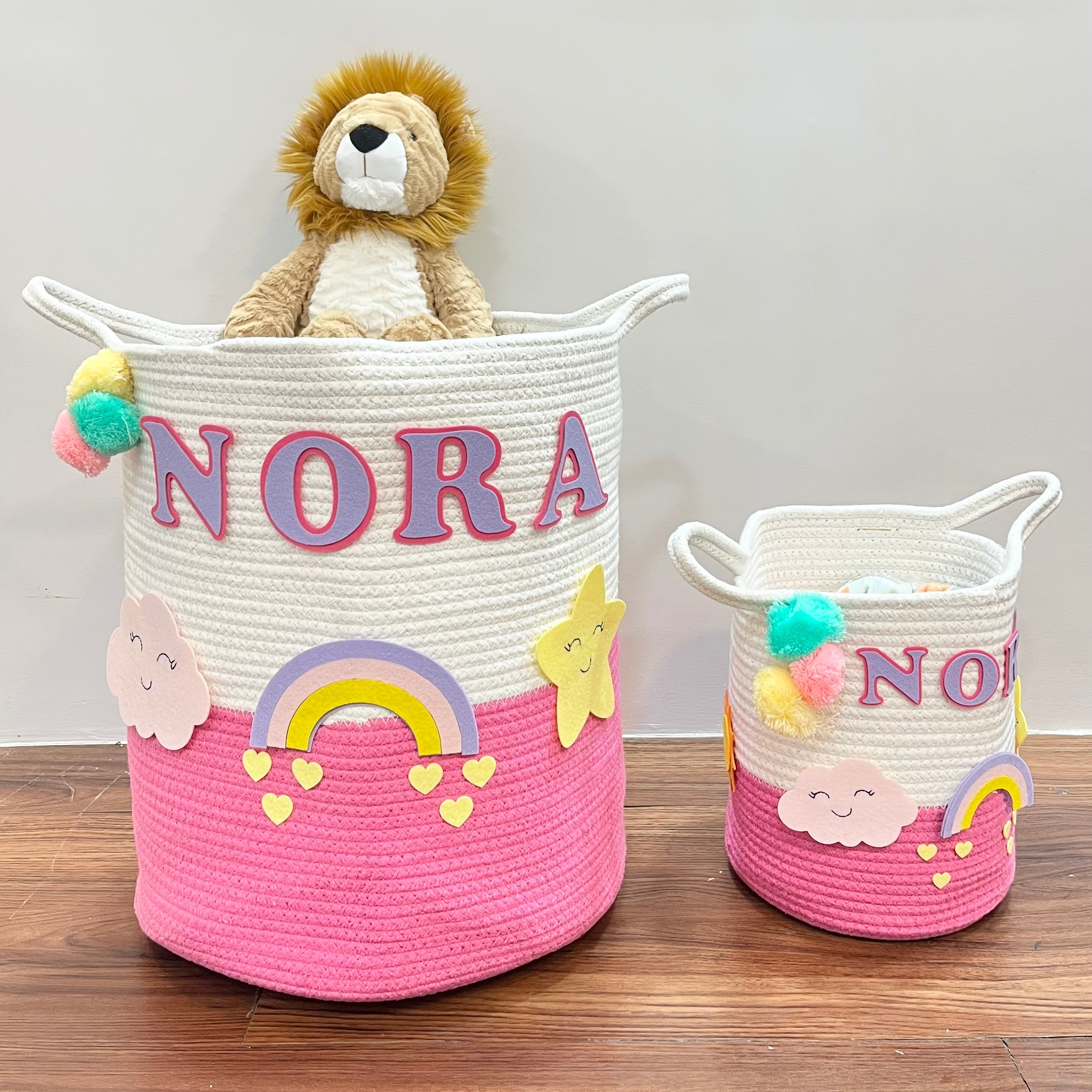 Jute Cotton Storage Basket - Rainbow Radiance