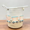 Jute Cotton Storage Basket - Choo Choo Train Treasures