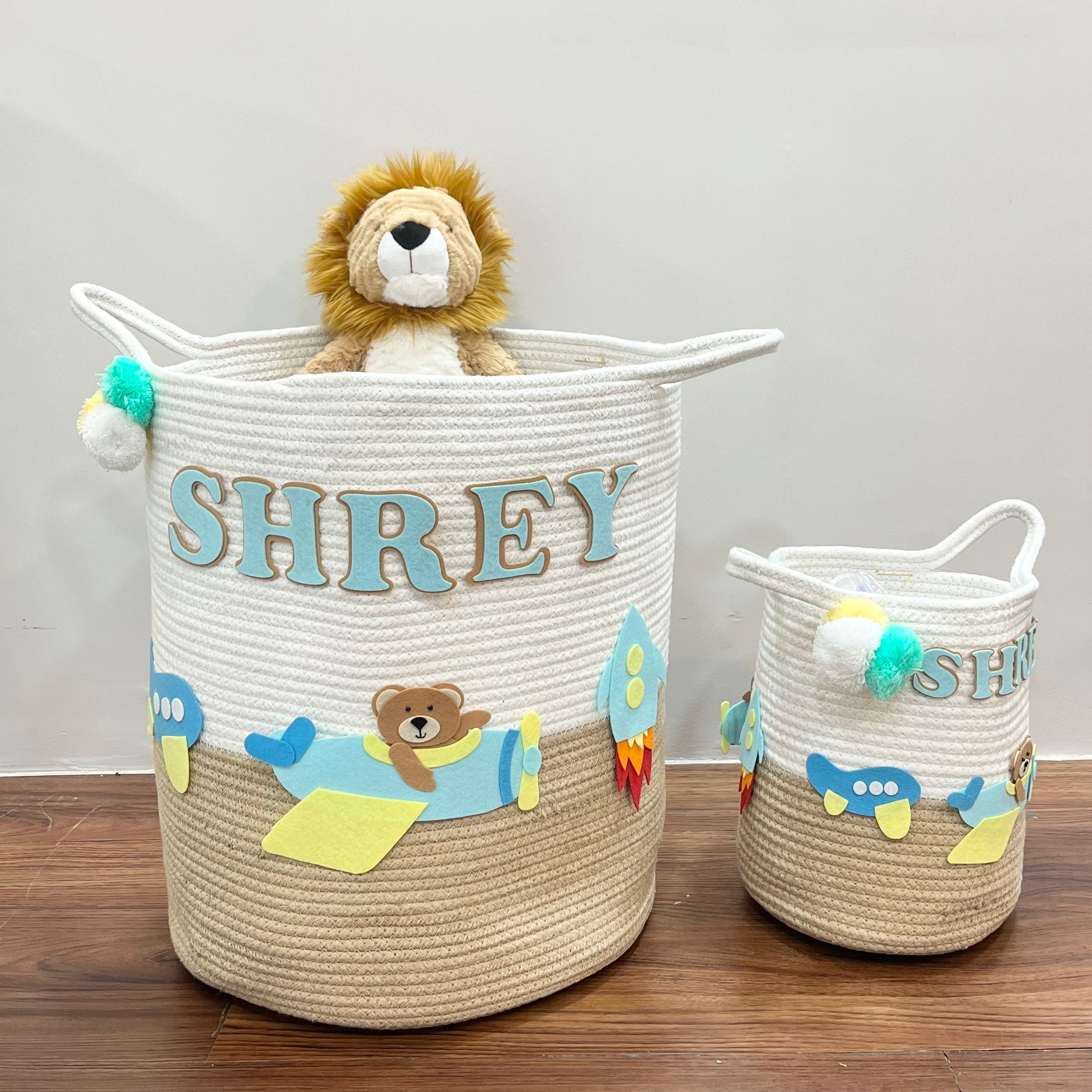 Jute Cotton Storage Basket - Skybound Teddy