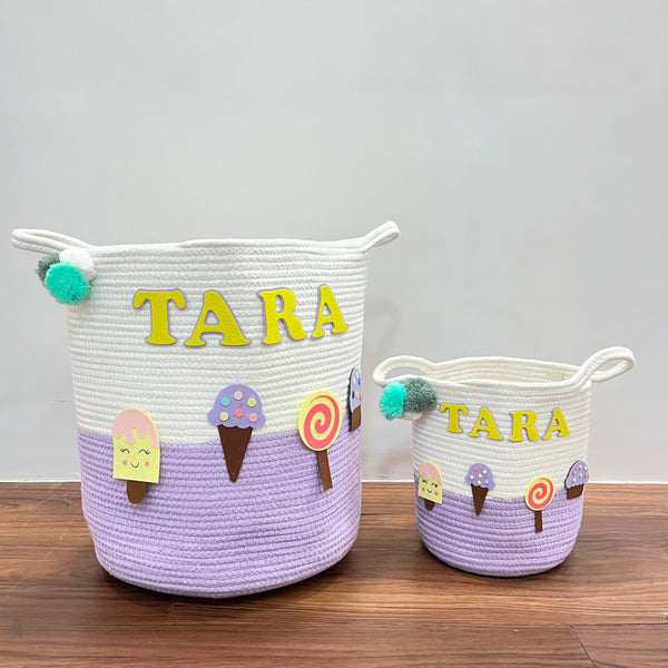 Jute Cotton Storage Basket - Sweet Treats