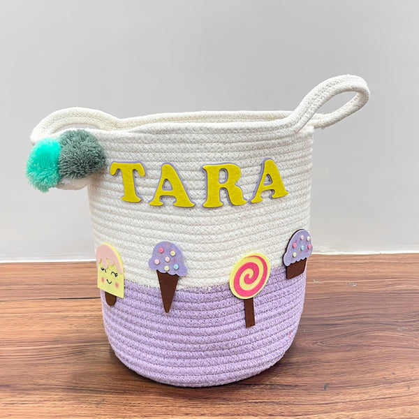 Jute Cotton Storage Basket - Sweet Treats