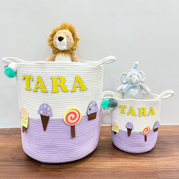 Jute Cotton Storage Basket - Sweet Treats