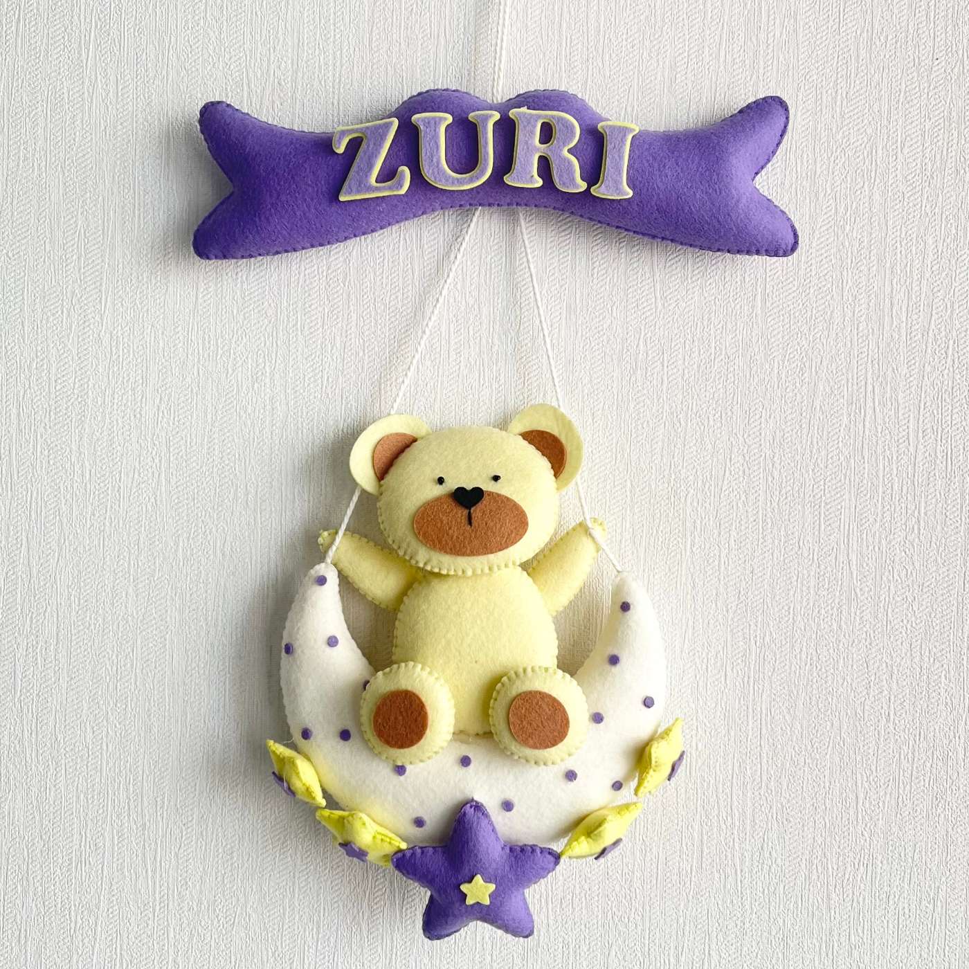 Teddy's Starry Moon Name Hanging