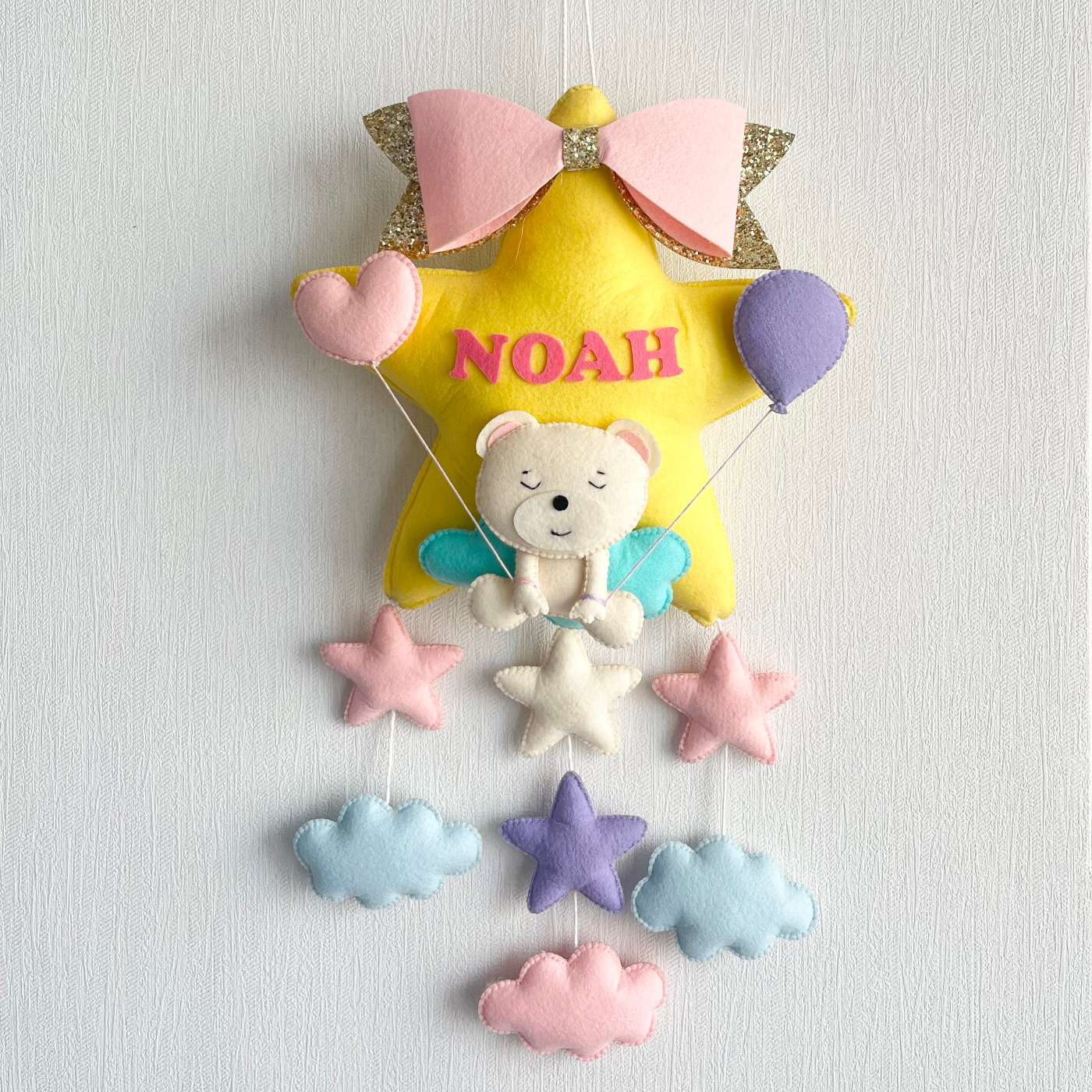 Teddy on a Star Name Hanging