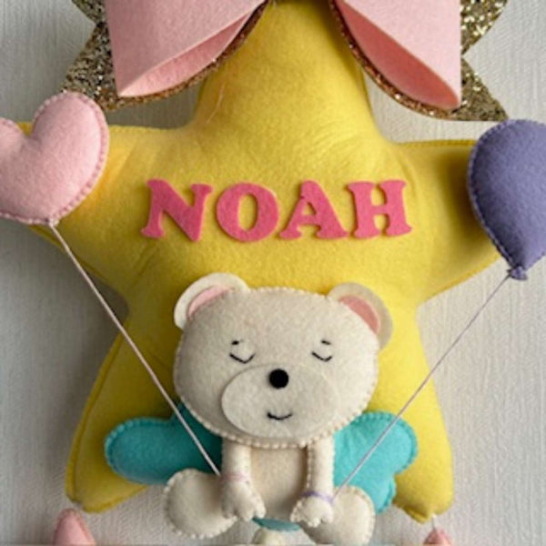 Teddy on a Star Name Hanging