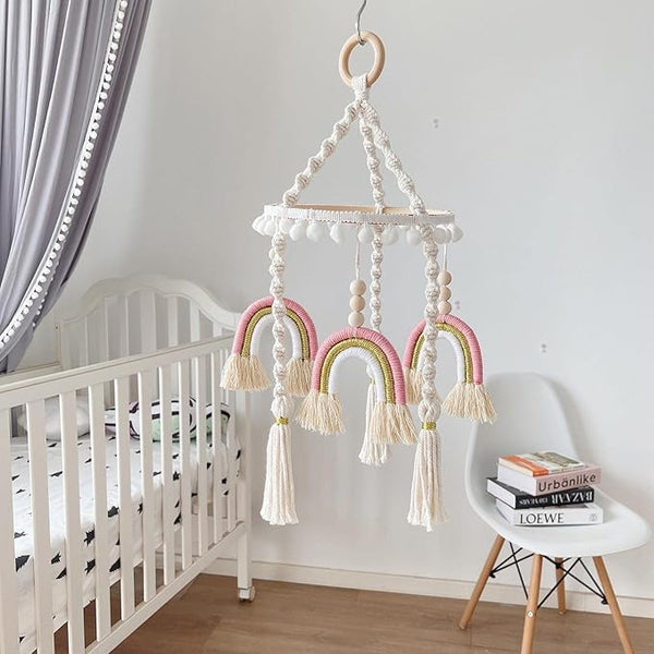 Cot Mobile - Rainbow Macrame (Pink)