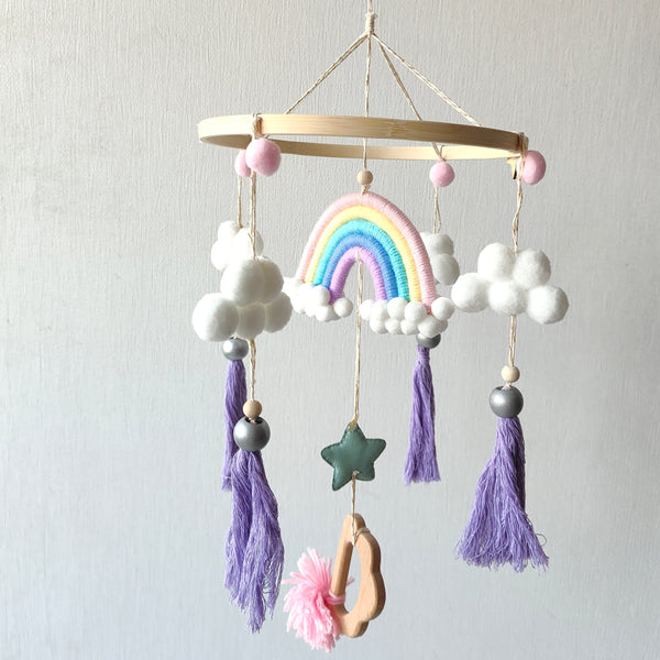 Macrame Cot Mobile - Rainbow Dreams