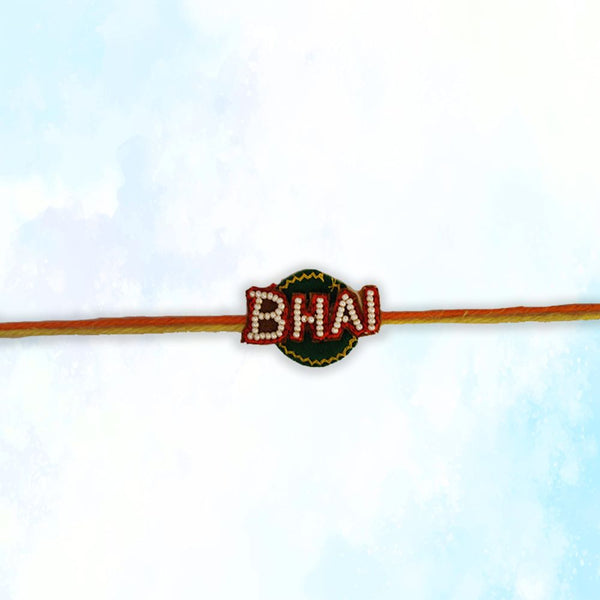 Beaded BHAI Rakhi - White