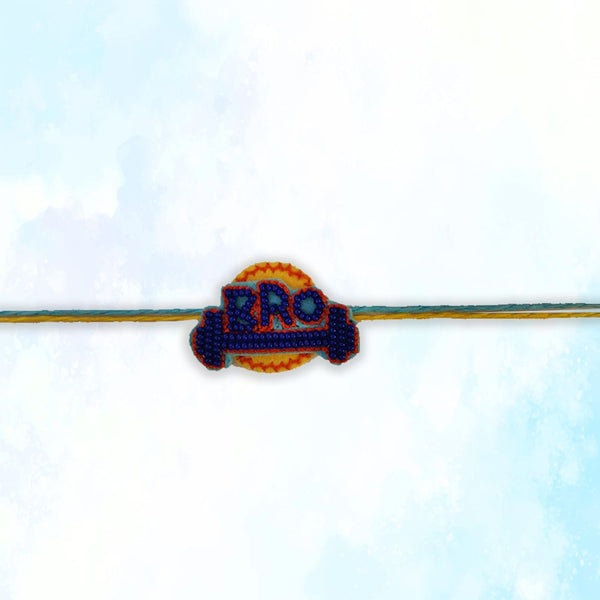 Beaded BRO Rakhi - Blue Dumbbells