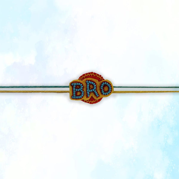 Beaded BRO Rakhi - Blue Yellow