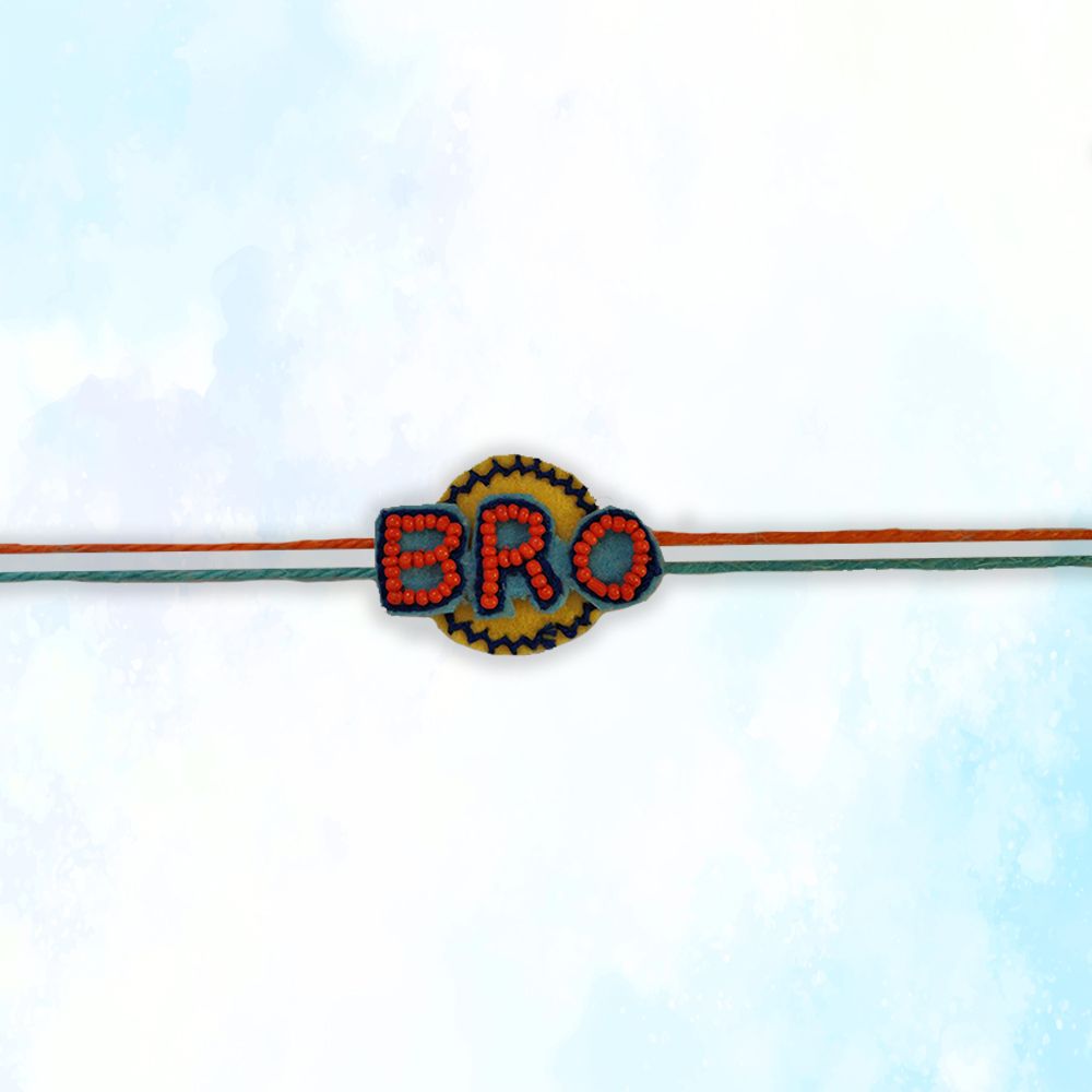 Beaded BRO Rakhi - Orange