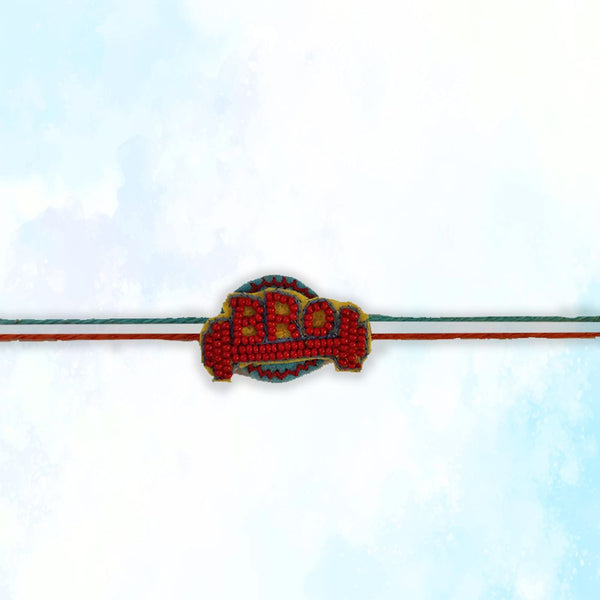 Beaded BRO Rakhi - Orange Dumbbells