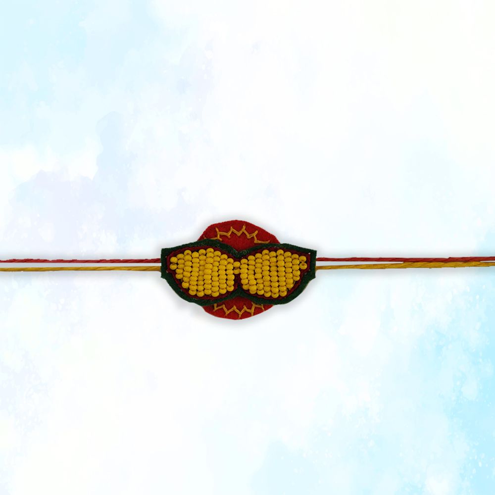 Beaded Specs Rakhi - Yellow Red