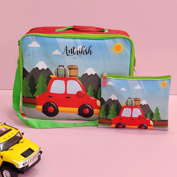 Customized Car Kids Bag With Pouch For Kids