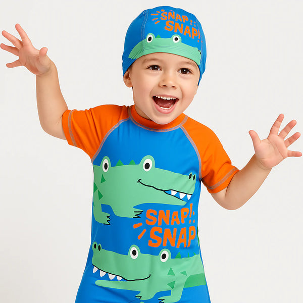 Snap Snap Croco Swim Set with Cap