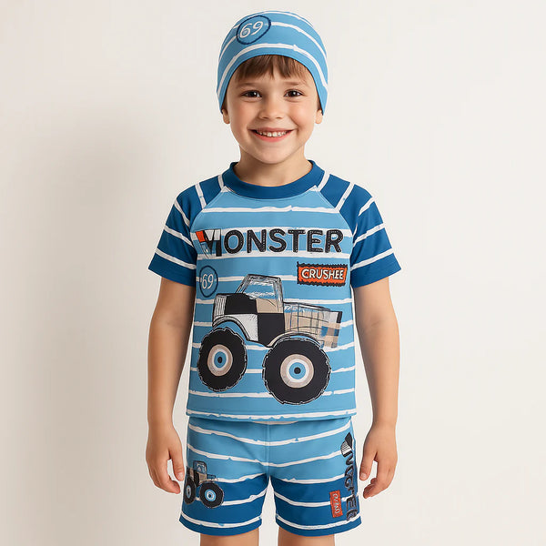 2pcs Monster Crusher Swim Squad Set with Cap