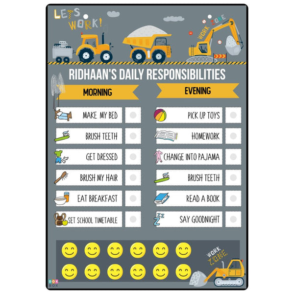 Customized Construction Daily Responsibility Chart