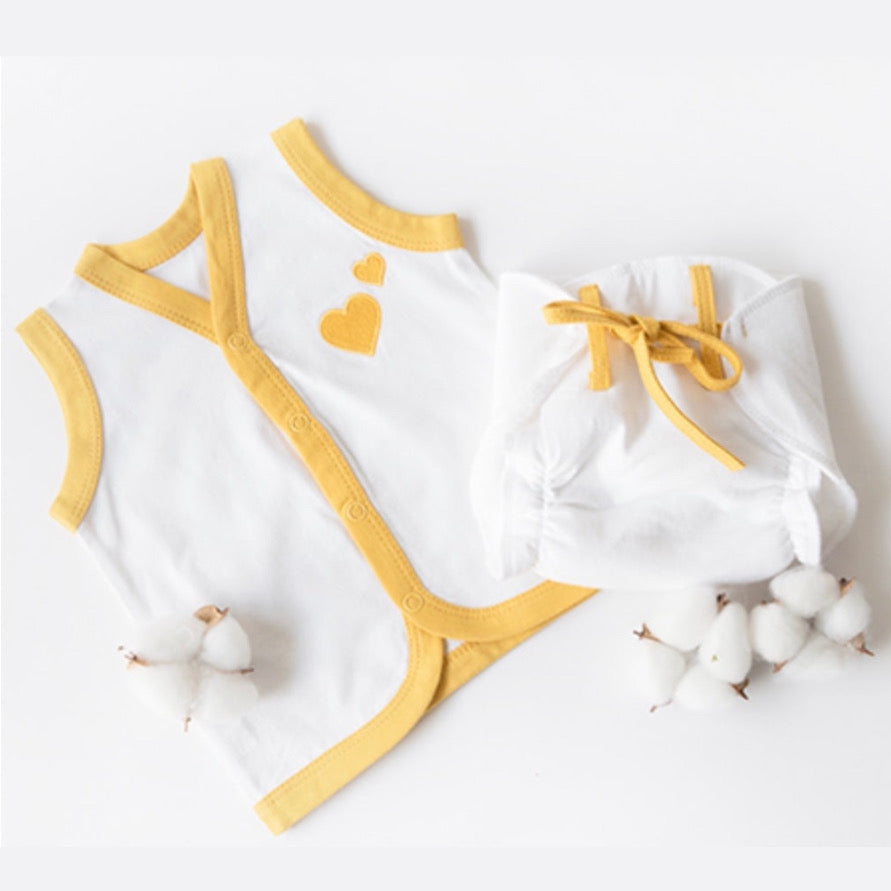 Yellow Jhabla & Nappy Summer Set-2 Pcs