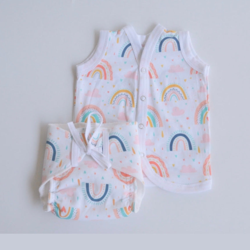 Rainbows Jhabla & Nappy Summer Set-2 Pcs