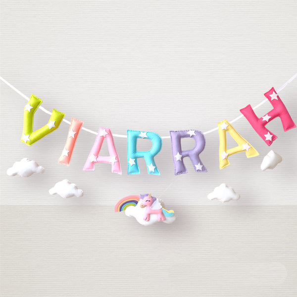 Unicorn & Rainbow Customized Name Plate Wall Hanging