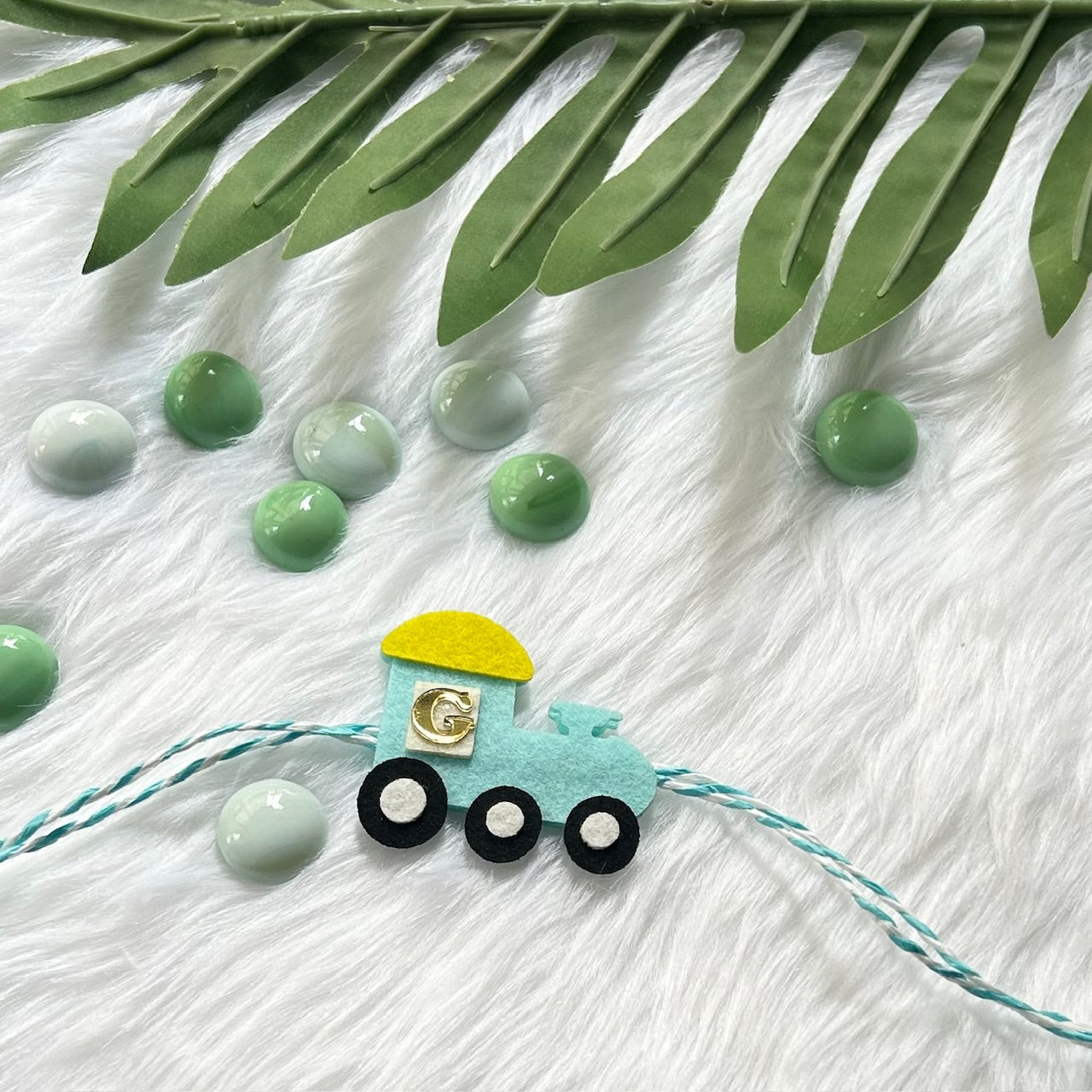 Handmade Felt Rakhi With Initials - Choo Choo Cruiser
