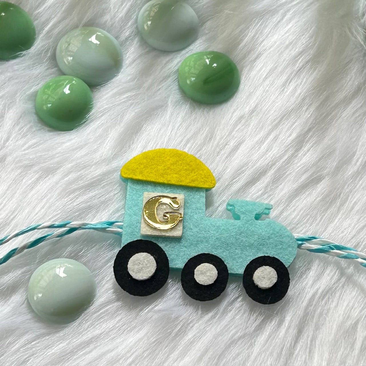 Handmade Felt Rakhi With Initials - Choo Choo Cruiser