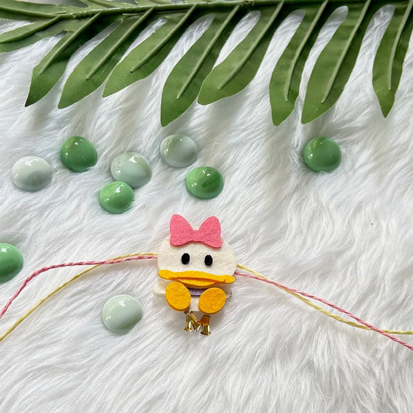 Handmade Felt Rakhi With Initials - Daffy Duck