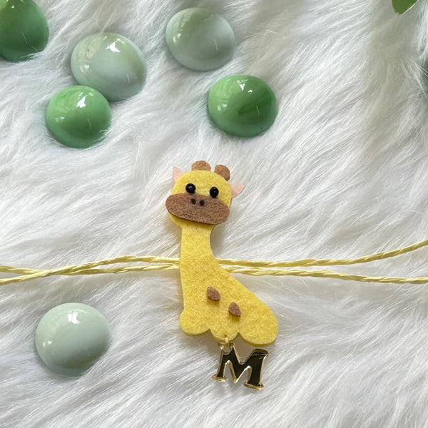 Handmade Felt Rakhi With Initials - Giraffe