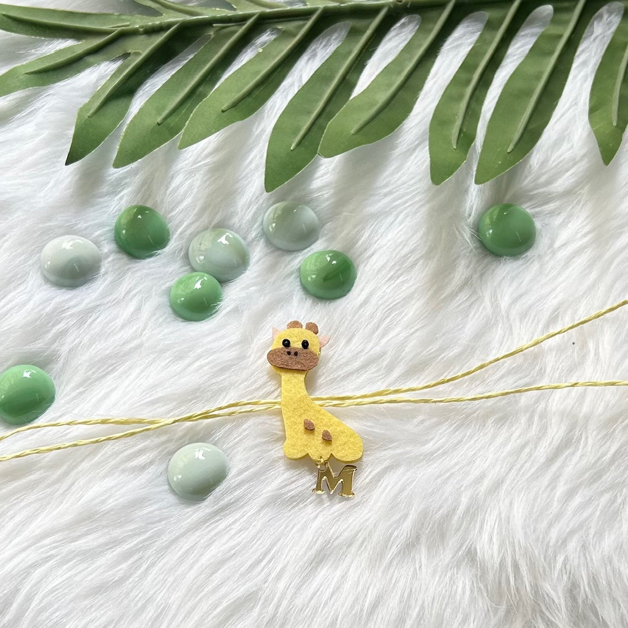 Handmade Felt Rakhi With Initials - Giraffe