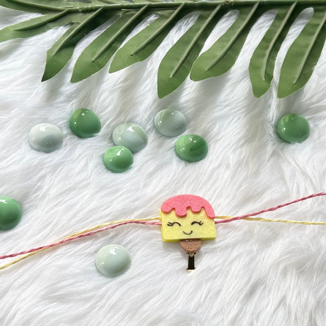 Handmade Felt Rakhi With Initials - IceCream