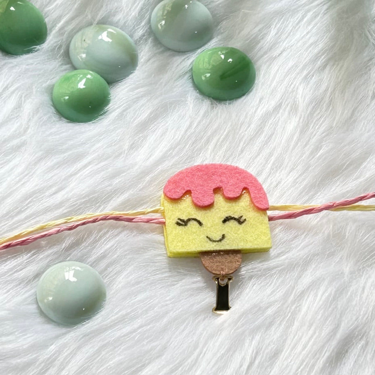 Handmade Felt Rakhi With Initials - IceCream