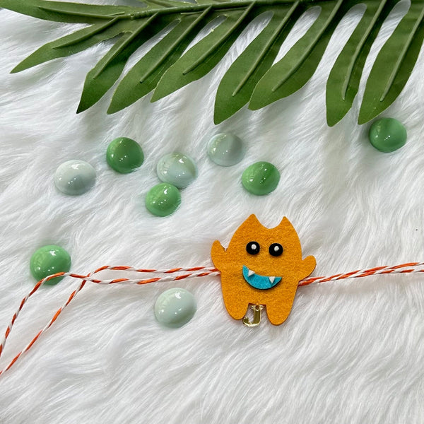 Handmade Felt Rakhi With Initials - Silly Monster