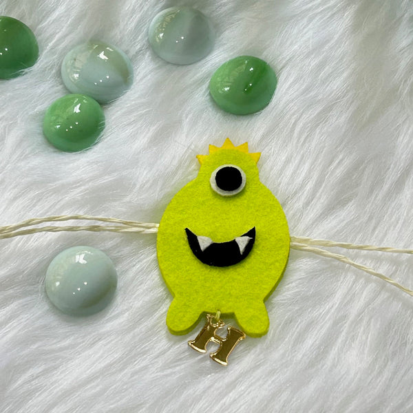 Handmade Felt Rakhi With Initials - Spooky Monster