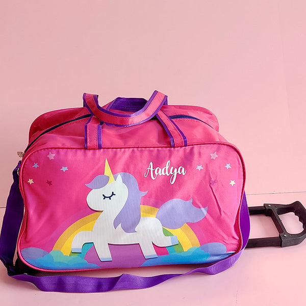 Customized Unicorn Kids Trolley Bag For Kids