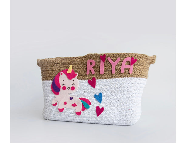 Customized Unicorn Cotton Rope Gift Basket