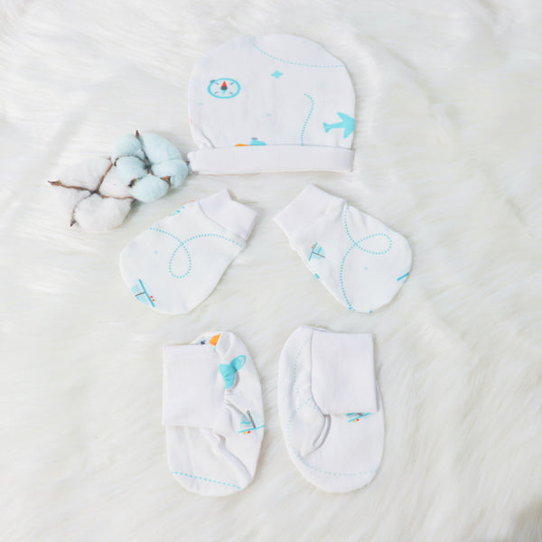 Lil Traveller-Cotton Caps, Mittens & Booties Set