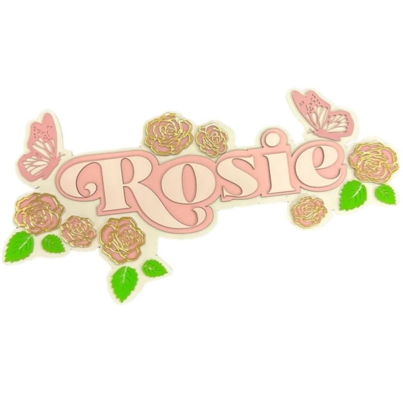 3 Layer Name Plaque- Rose Oasis