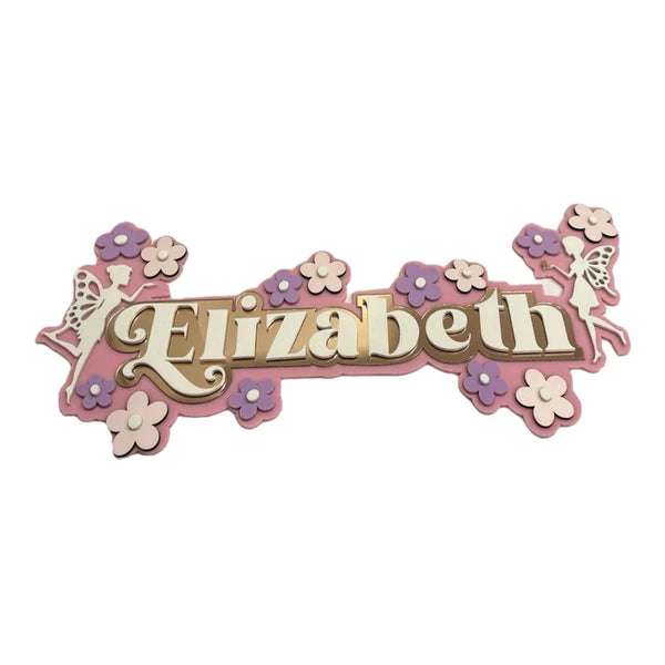 3 Layer Name Plaque- Fairyland Floral