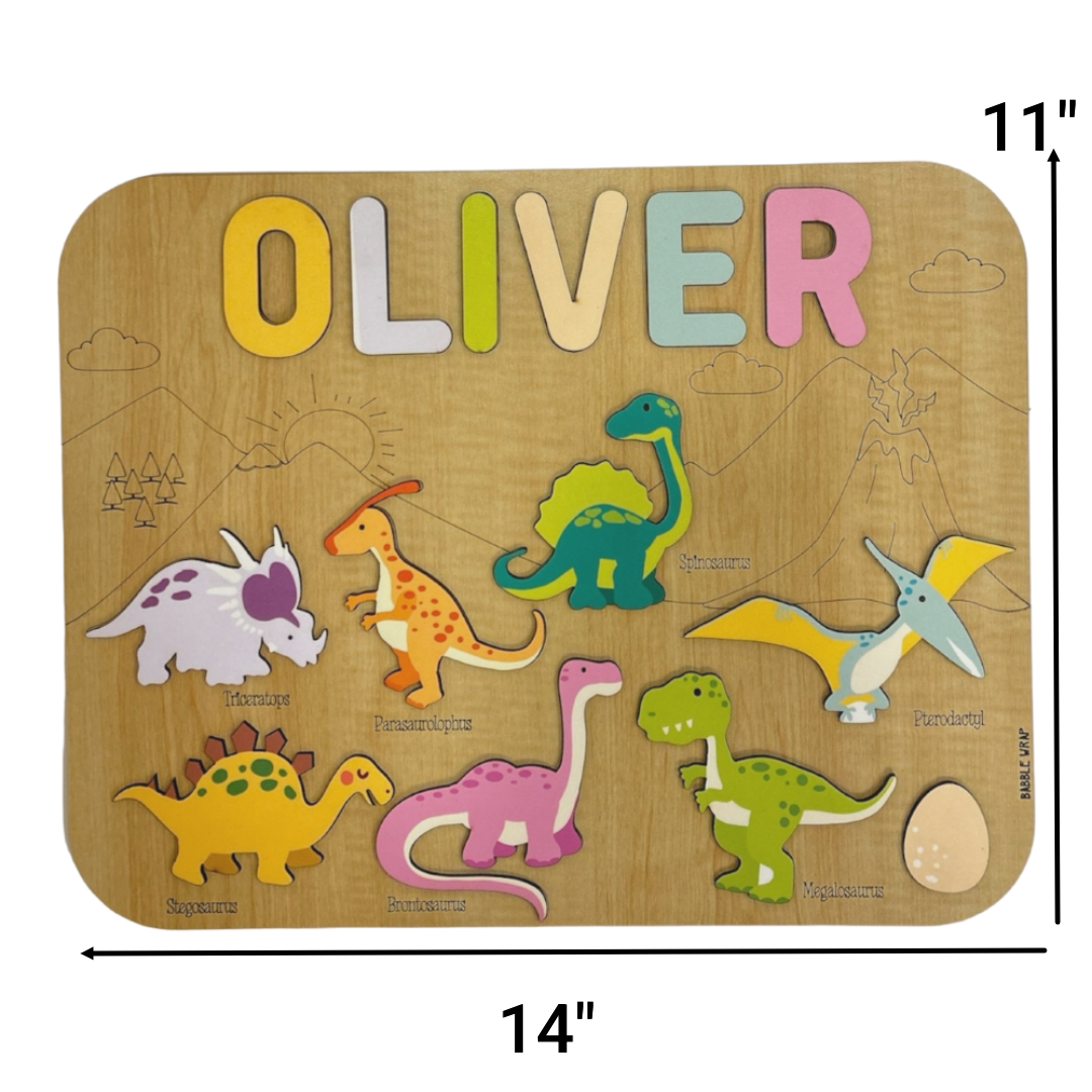 Personalised Wooden Name Puzzle- Dinosaurs