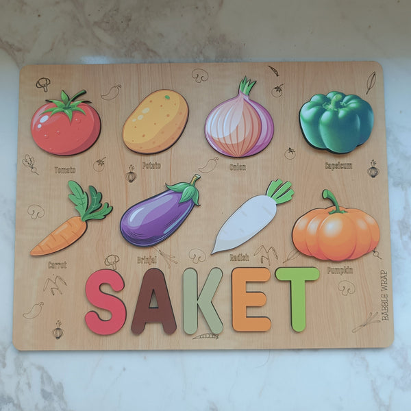 Personalised Wooden Name Puzzle - Healthy Vegetables