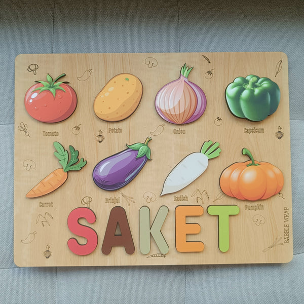 Personalised Wooden Name Puzzle - Healthy Vegetables