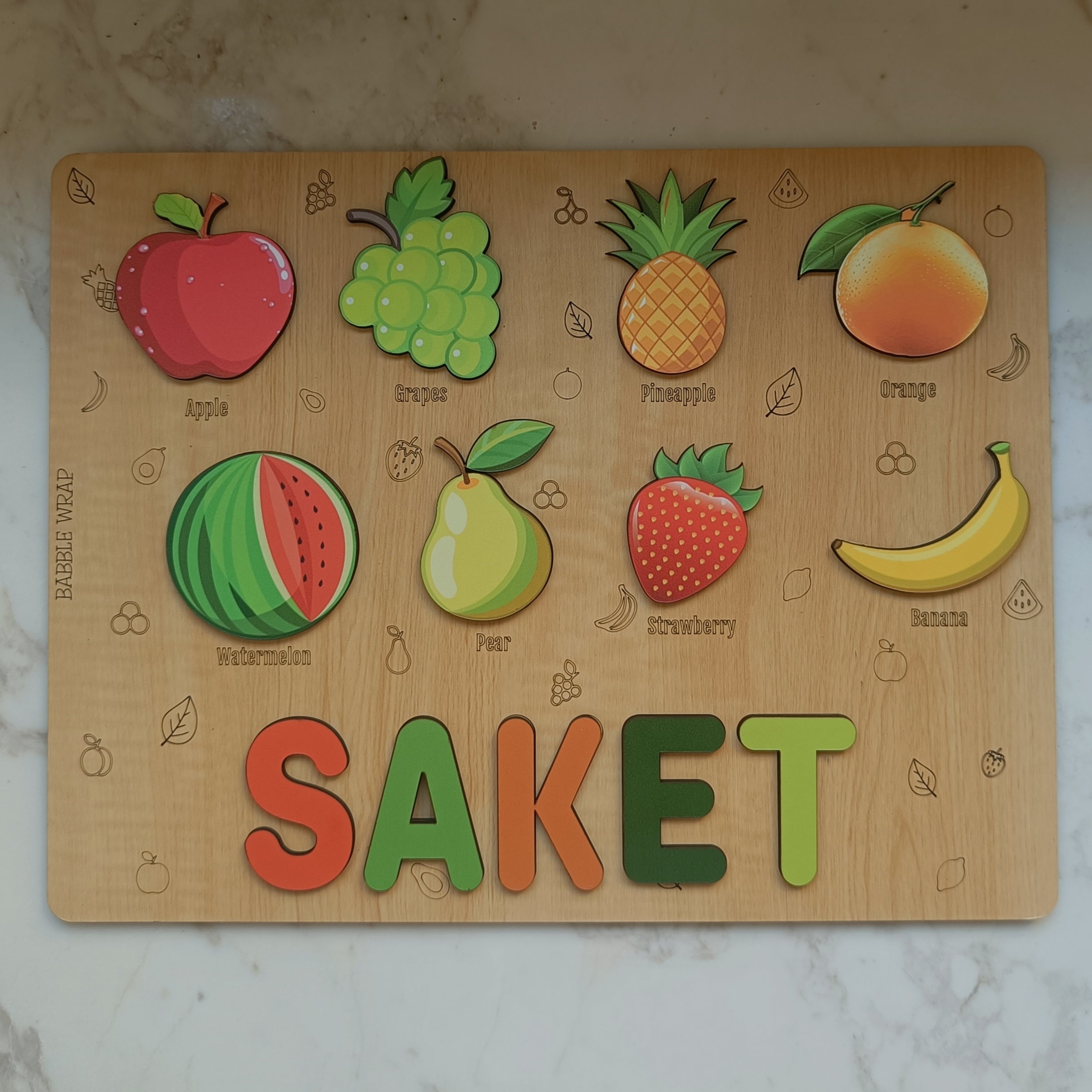 Personalised Wooden Name Puzzle - Fruits