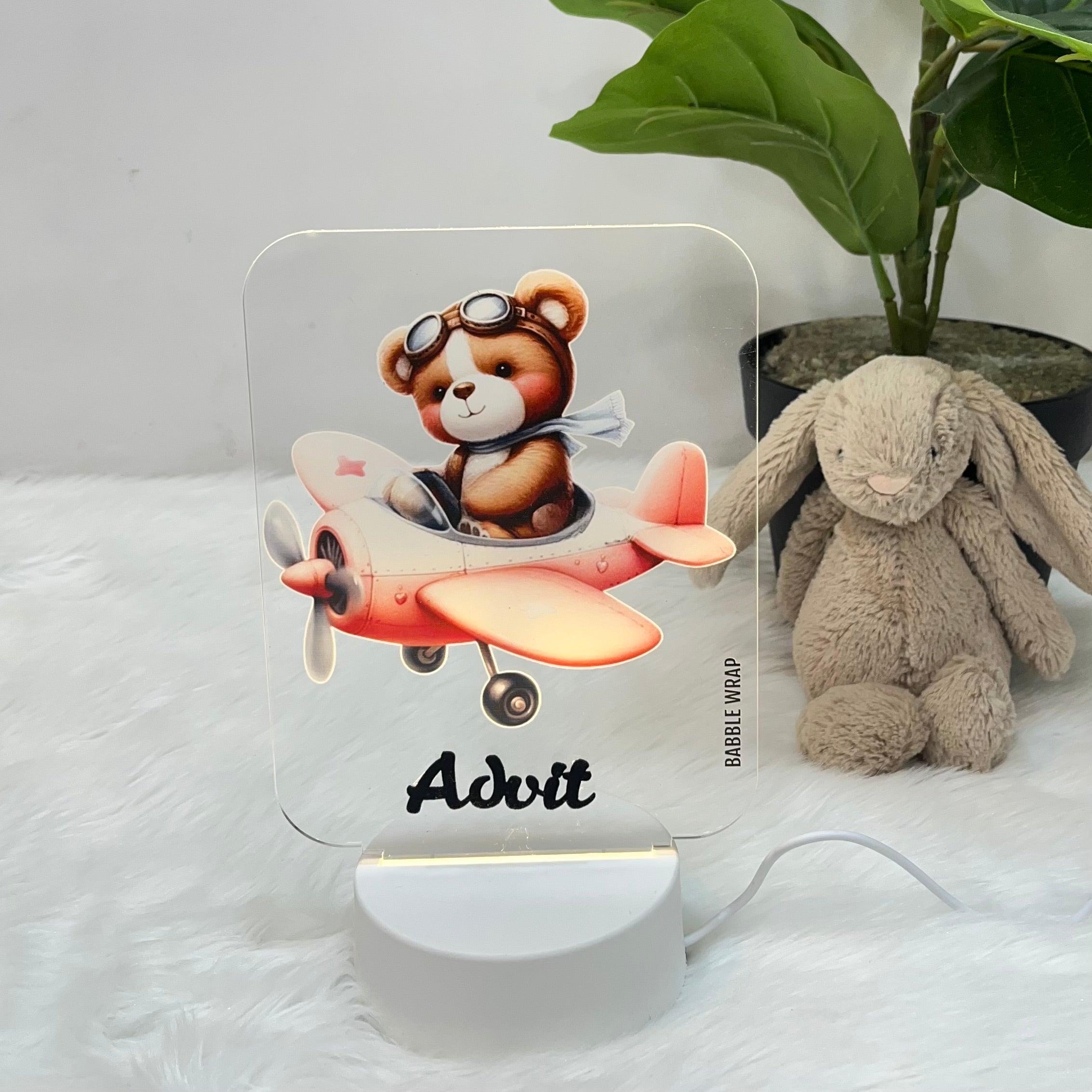 Acrylic LED Night Lamp - Teddy  Sky Adventure