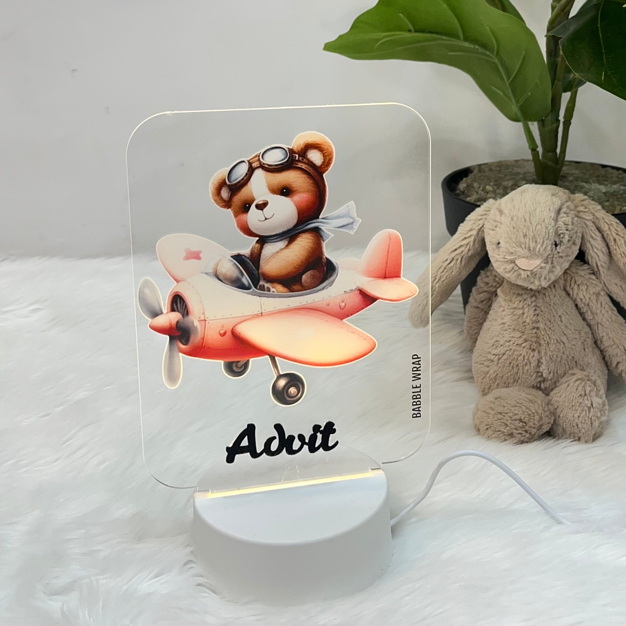 Acrylic LED Night Lamp - Teddy  Sky Adventure