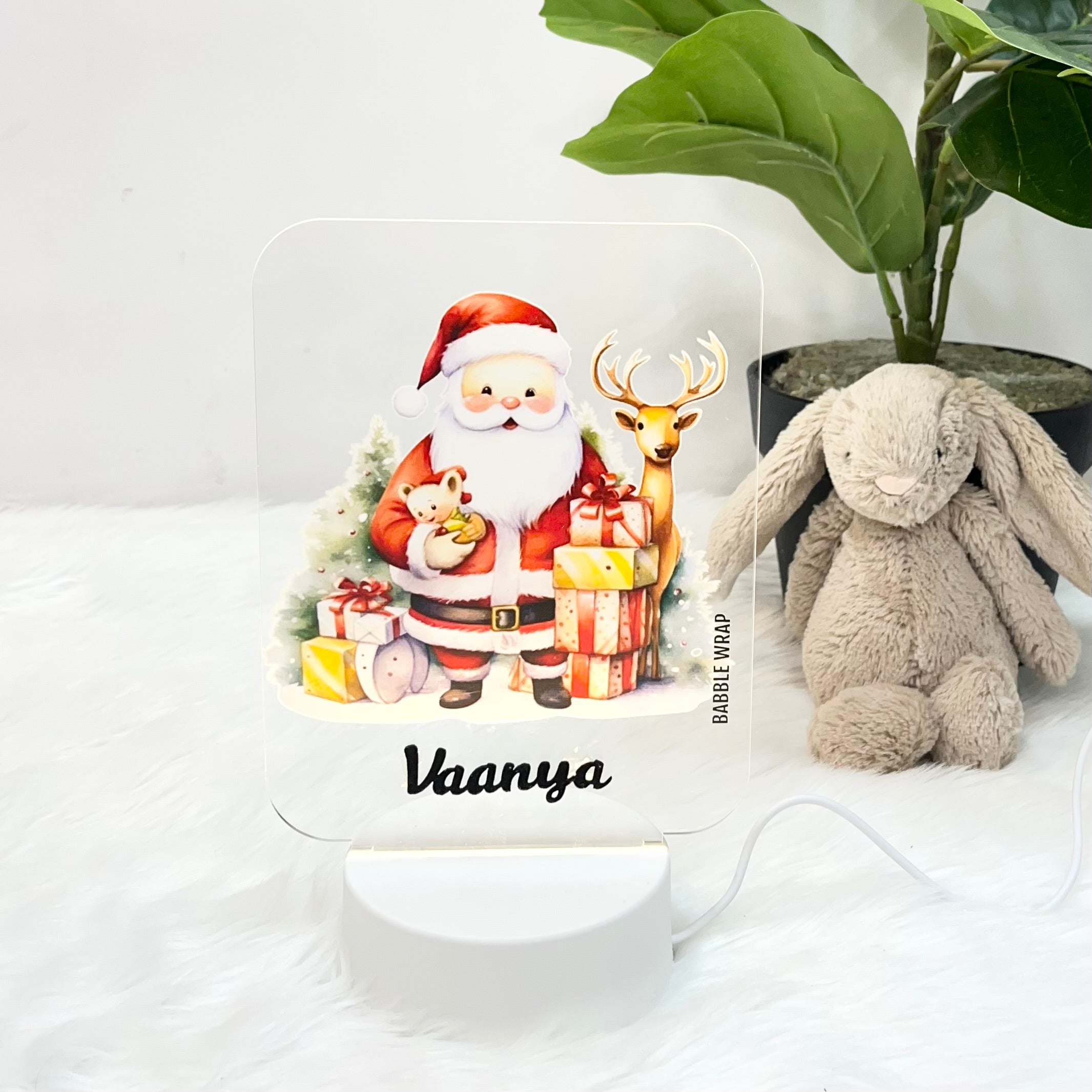 Acrylic LED Night Lamp - Santa Christmas Surprise