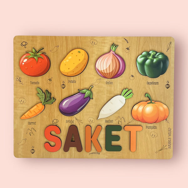 Personalised Wooden Name Puzzle - Healthy Vegetables